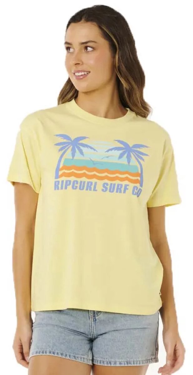 Rip Curl Malibu Relaxed T-shirt Met Korte Mouwen Vrouw Lemon