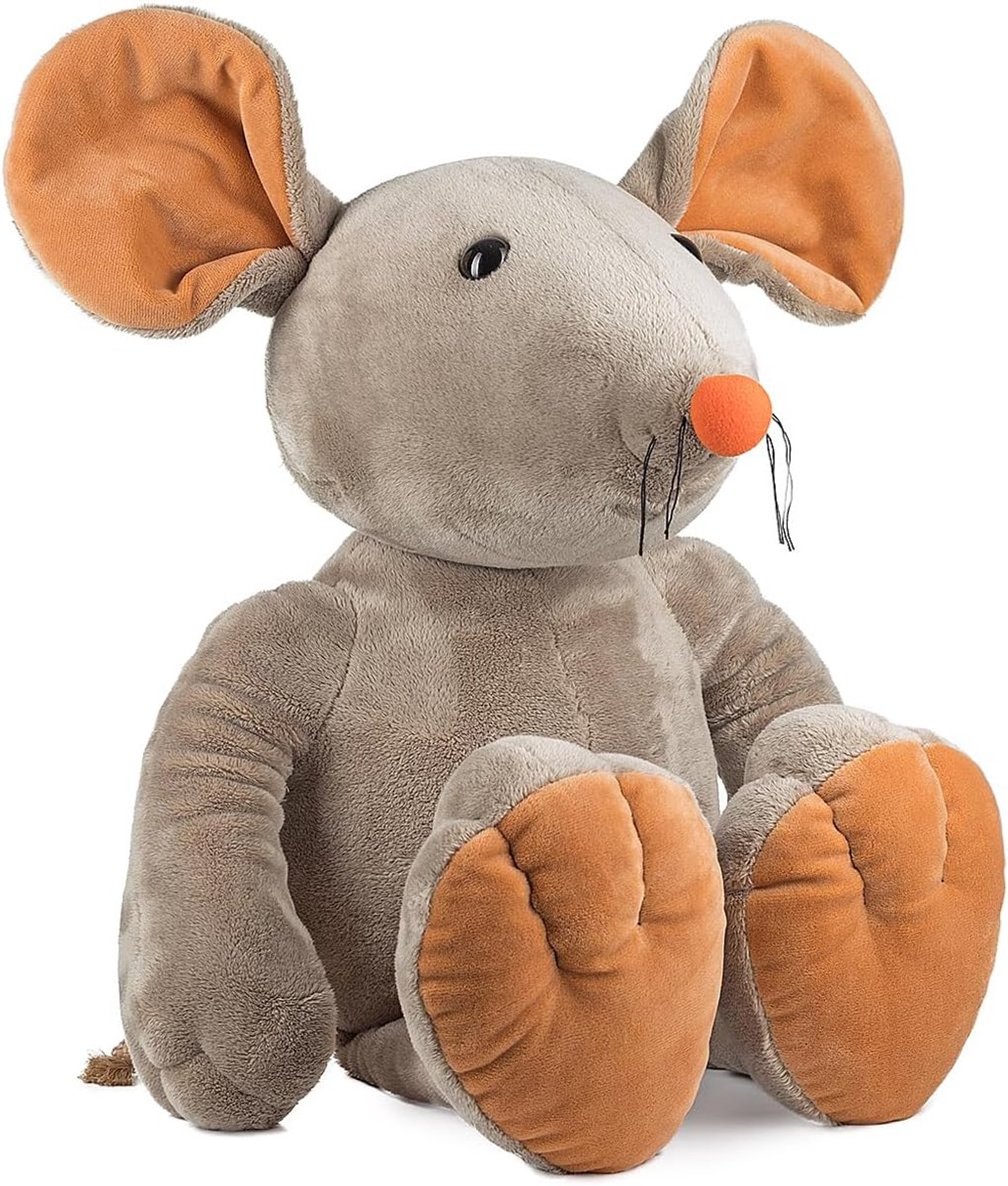 Pluche Muis - Knuffel Dier - Knuffelen en Spelen - Wasbaar op 30°C - 58 cm - Grijs