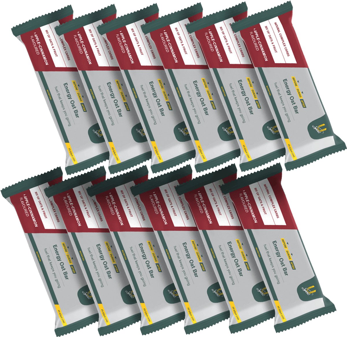 U-Sport Energy Oat Bar - Appel-Kaneel - 12 stuks - Glutenvrije Energiereep - Langdurige Energie & Magnesium - NZVT