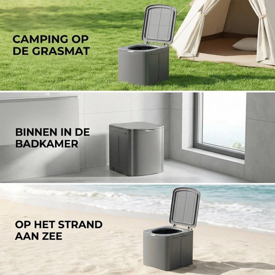 Opvouwbaar Camping Toilet met Handgreep & Opbergruimte - XL Draagbaar Toilet 150kg - Inclusief Toiletrolhouder - Compact Reistoilet van Merkloos — afbeelding 5