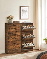 VASAGLE Meuble à chaussures avec 3 volets, étagère à chaussures à 3 niveaux, meuble de rangement, parfait pour les couloirs étroits, salon, chambre, 60 x 24 x 120 cm (lxlxh), marron vintage LBC030X01