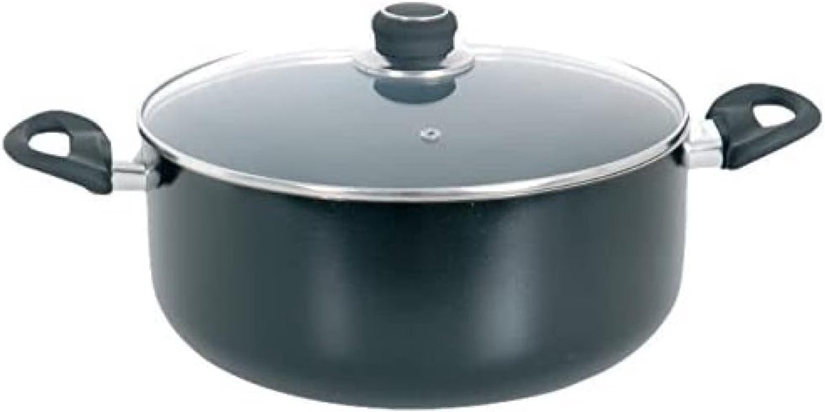 Stoofpan - Kookpan - Langzaam Garen - Keramische Coating - 20 cm Diameter - Zwart Grijs