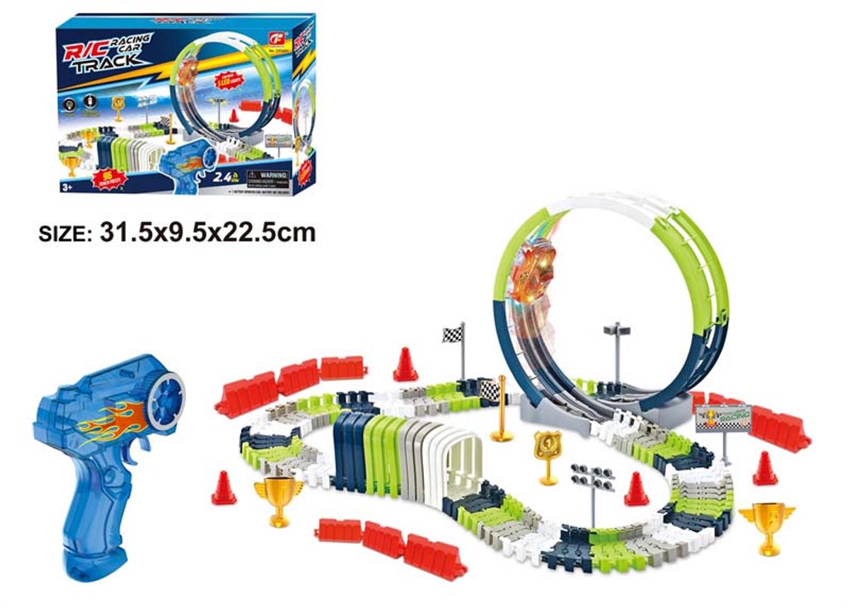 RC Magic Track - Magische flexibele racebaan met licht - RC autobaan met accessoires