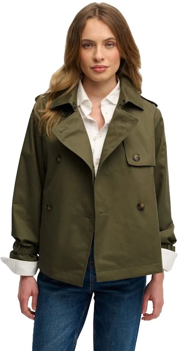 Superdry Short Trench Jas 2XS Vrouw Groen