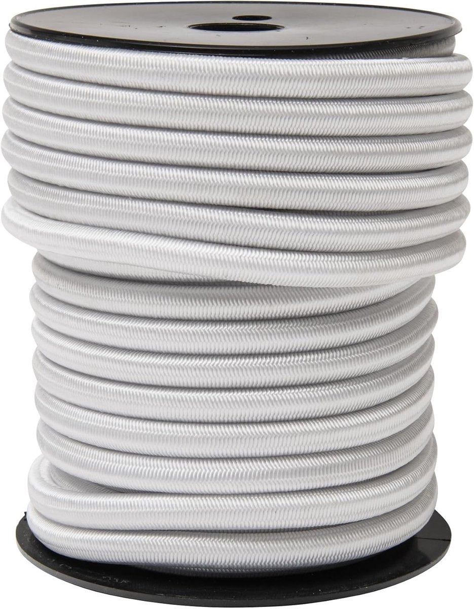 Rubberen spanner - Elastisch koord - Voorwerpen vastzetten - UV-gestabiliseerd nylon - 10mm x 20m - Wit