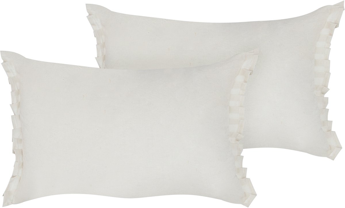 Beliani SASSAFRAS - Set van 2 kussens - Gebroken wit - 30 x 45 cm - Linnen