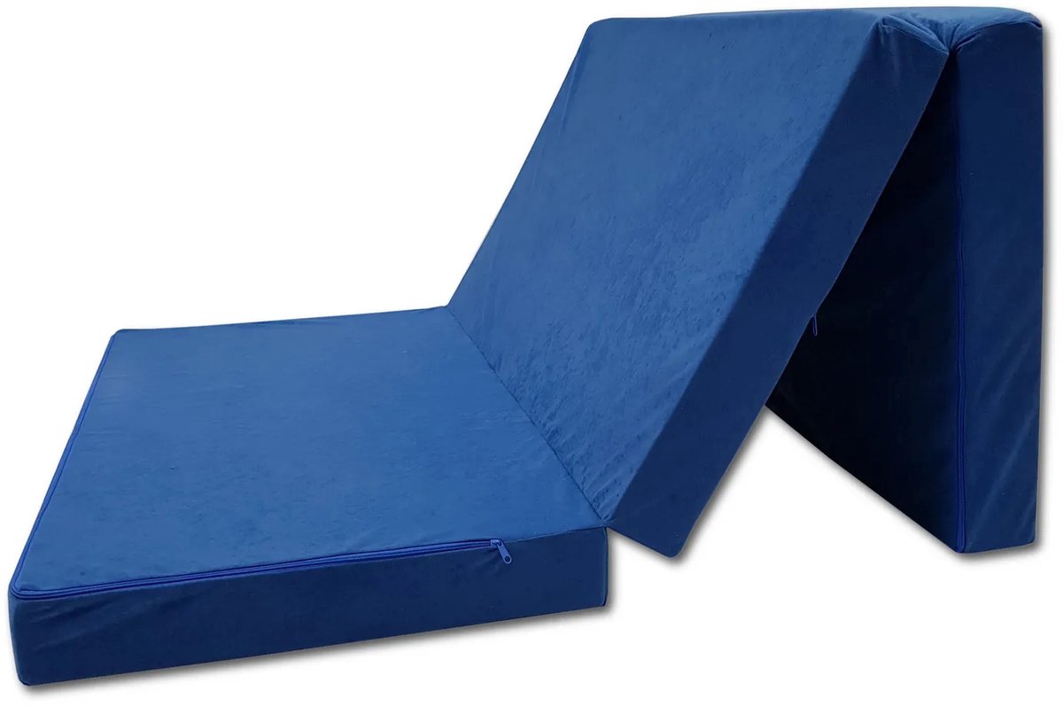 Opvouwbaar logeermatras 200 x 80 x 10 cm – comfortabel reismatras voor gasten – inklapbaar, blauw