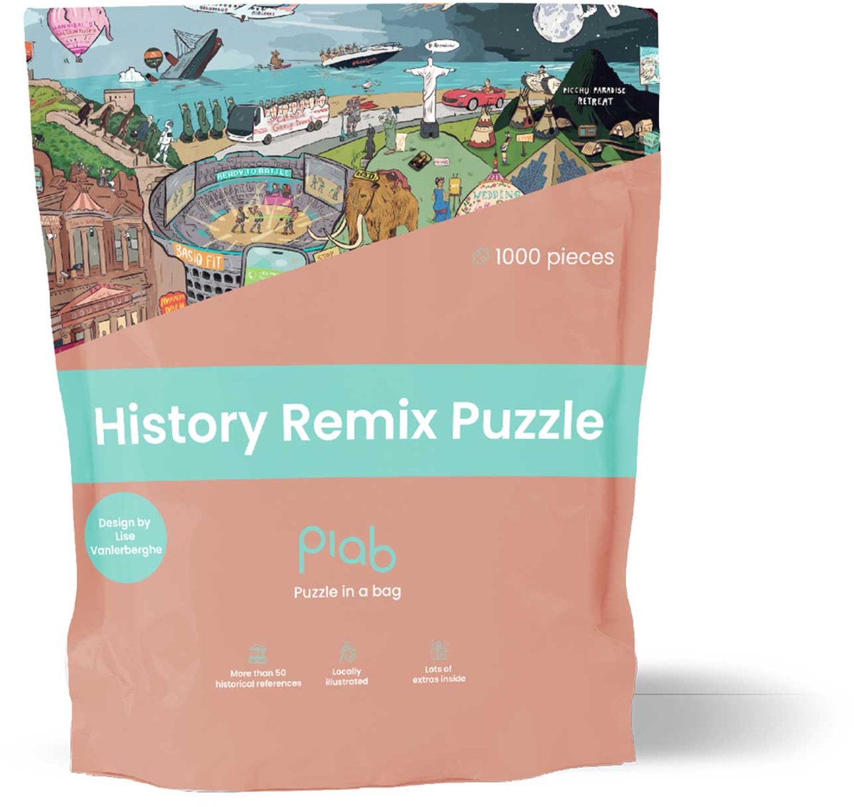 Puzzle in a Bag - History Remix Puzzel 1000 Stukjes - Geschiedenis Puzzel voor Volwassenen - History Puzzel - Ideaal cadeau voor puzzel- en geschiedenisliefhebbers