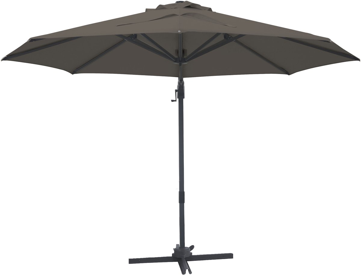 AXI Solis Zweefparasol Ø 300cm Antraciet/taupe incl. Hoes – Gepoedercoat frame met kruisvoet – 360° Draaibaar - Kantelbaar – foto 3