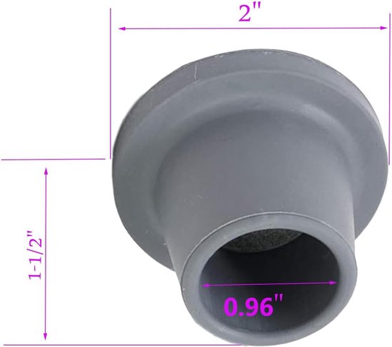 Douchestoel Voeten - Badkruk Onderdelen - Veilige Douche - Antislip Rubber - 1 Inch - Grijs — afbeelding 5