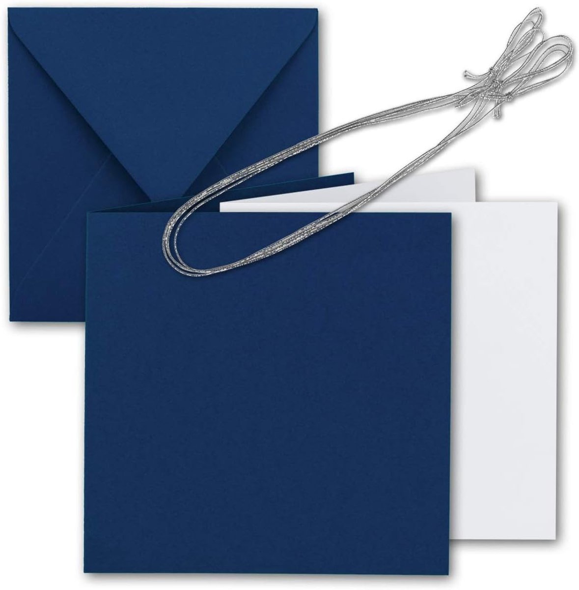 Vierkante Vouwkaarten - Uitnodigingen Kaartjes - Feestelijke Aankondigingen - Inclusief Enveloppen - 15 x 15 cm - Nachtblauw