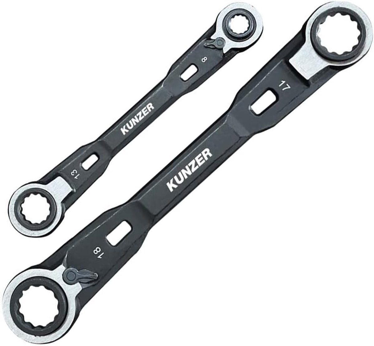 Ratelringsleutelset - Dubbele sleutels - Snel sleutelen - 4-in-1 functie - 8-19 mm - Meerkleurig
