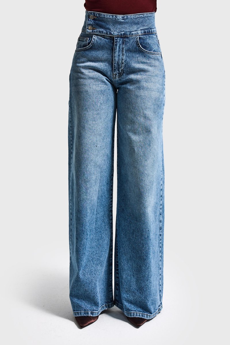 It's Basic - Palazzo Mid Rise Jeans - Aqua