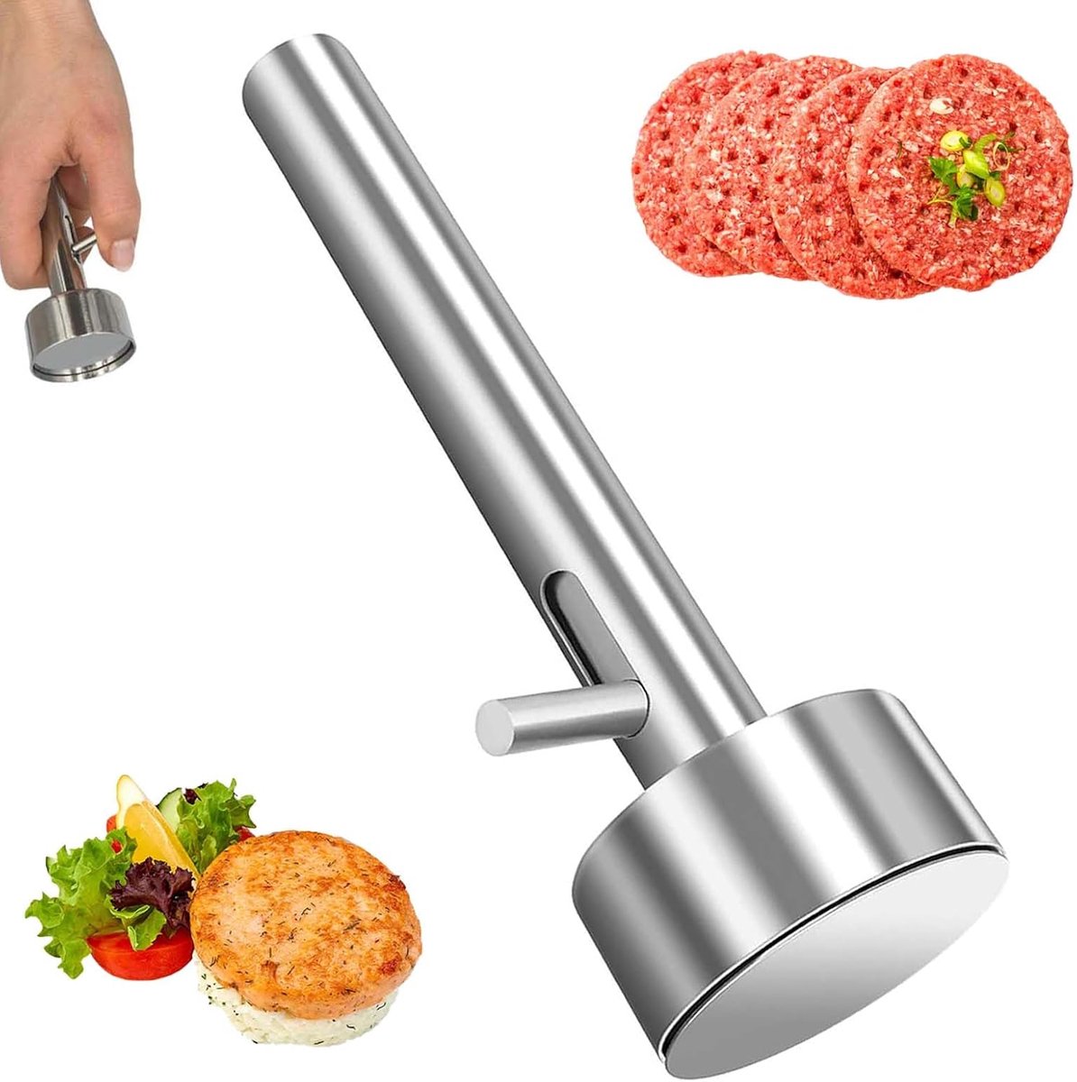 Falafel Portioneerder - Gehaktbal Schep - Keuken Hulp - Roestvrij Staal - 4 cm Diameter - Zilver