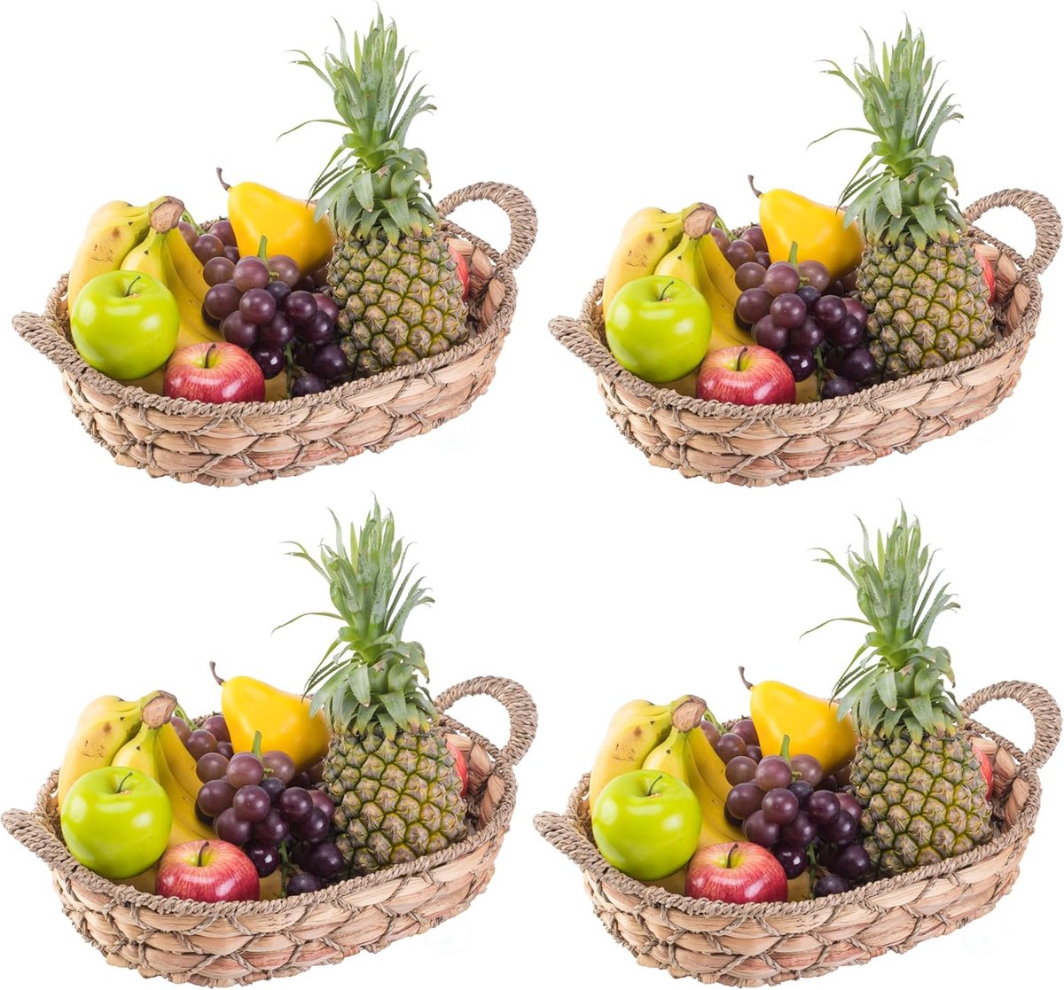 Zeegras Fruitmand - Opbergmand - Brood Serveren - Set van 4 - Medium - Bruin