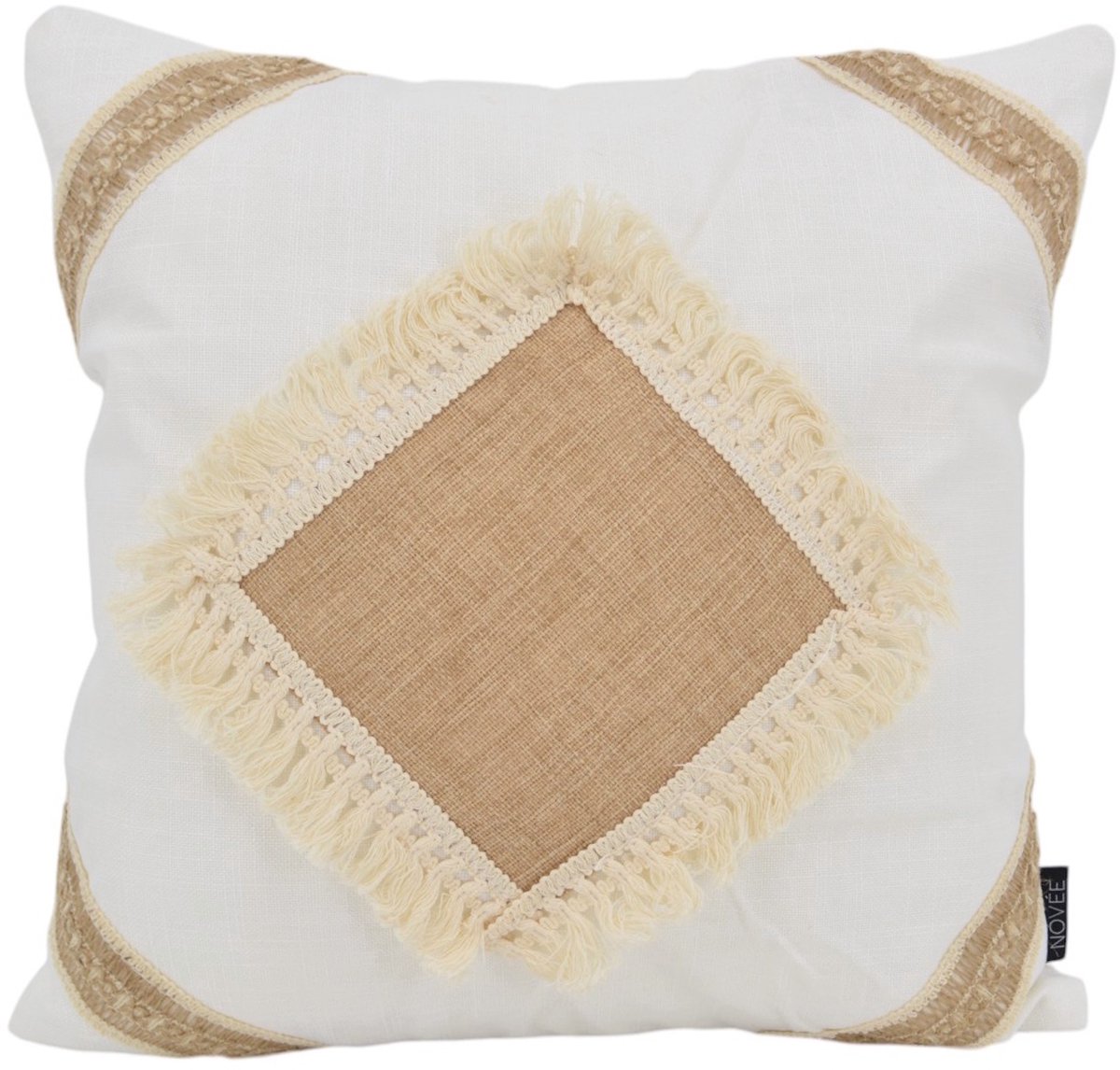 NOVÉE Square Jute Kussenhoes | 45x45 cm | Katoen/Jute wit 45x45