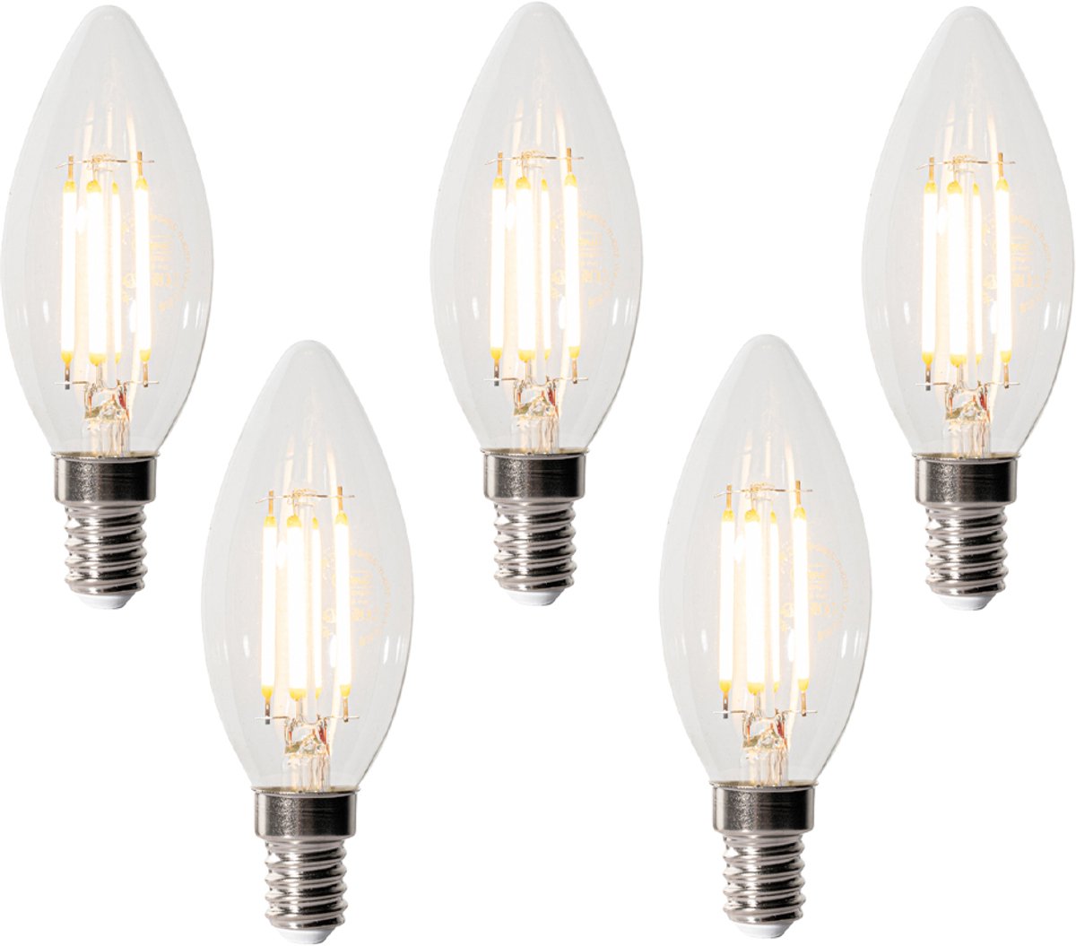 LUEDD Set van 5 E14 3-staps dimbare LED lampen B35 helder 4W 450 lm 2700K