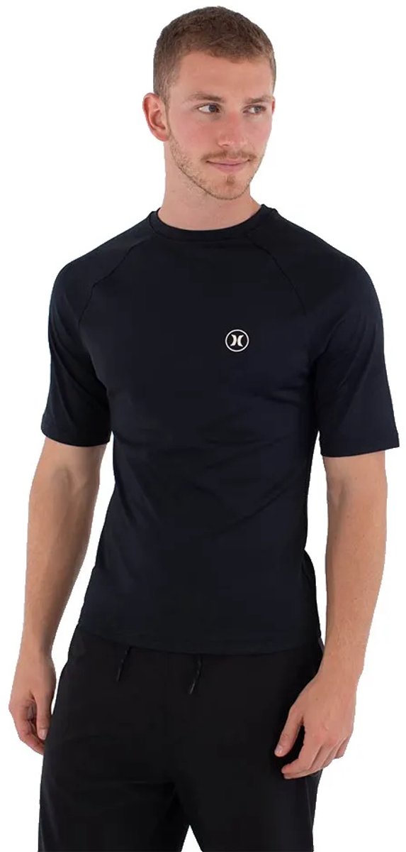 Hurley Slim Fit Icon Circle Korte Mouw Rash Guard Man Zwart