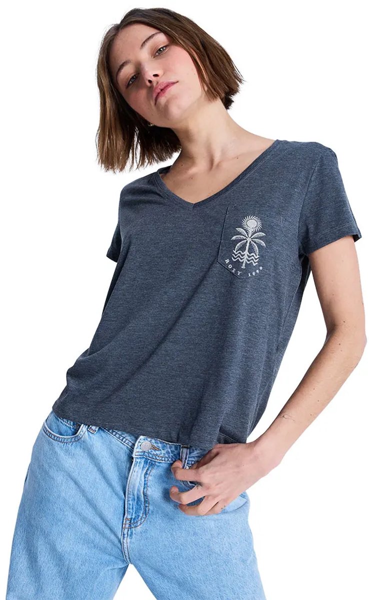 Roxy Laguna T-shirt Met Korte Mouwen En V-hals L Vrouw Antraciet