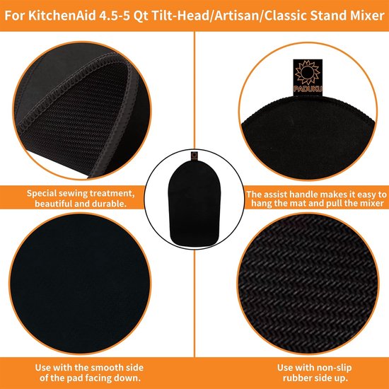Keukenmachine Glijplank - Mixer Onderstel - Apparaat Verplaatsen - Duurzaam Rubber Materiaal - 34 x 21 cm - Mat Zwart — afbeelding 4
