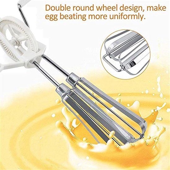 Handmixer Rvs - Garde Klop - Snel Mixen - Dubbelkop Ontwerp - 25.5 cm Lengte - Wit — afbeelding 5