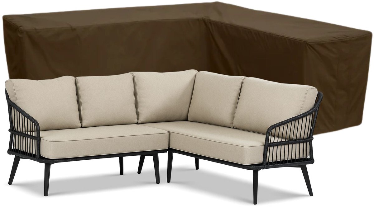 Tuinbankhoes ongelijke zijden rechts 600D Luxe Donker Bruin - 250 x 190 x 100 x 68