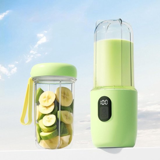 Draagbare blender - smoothie blender to go voor shakes en vers fruit - 500 ml, 16 messen, USB oplaadbaar - groen - 8,5 x 8,5 x 28,5 cm - ABS voor thuis, werk en onderweg — afbeelding 2