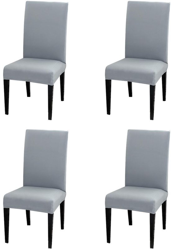 Stoelovertrek Eetkamer - Fit Stretch - Verwijderbaar Wasbaar Kort - 4 Stuks - Voor Hotel Eetzaal Bruiloft Wit