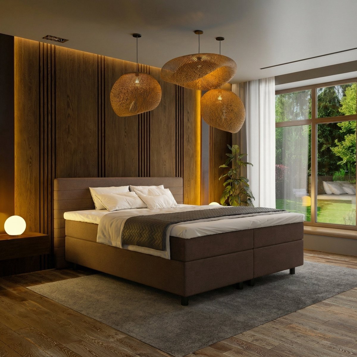 Mörgenn Boxspring Horizon - Pocketvering - 9-Baans Hoofdbord - Bruin - 80 x 220 cm - Inclu