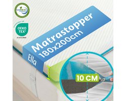 Ella Ergo Topper 180x200 cm - 10 cm Dik Matras Topdekmatras - Matrastopper Gel Infused Traagschuim & Aircell-schuim - Medium Hardheid