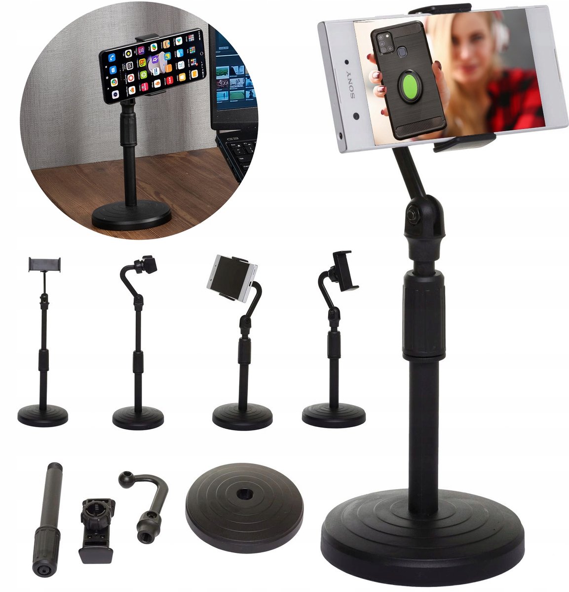 Uchwyt Na Telefon Serie - Bureau Telefoonstandaard - ABS Materiaal - Zwart - 21cm
