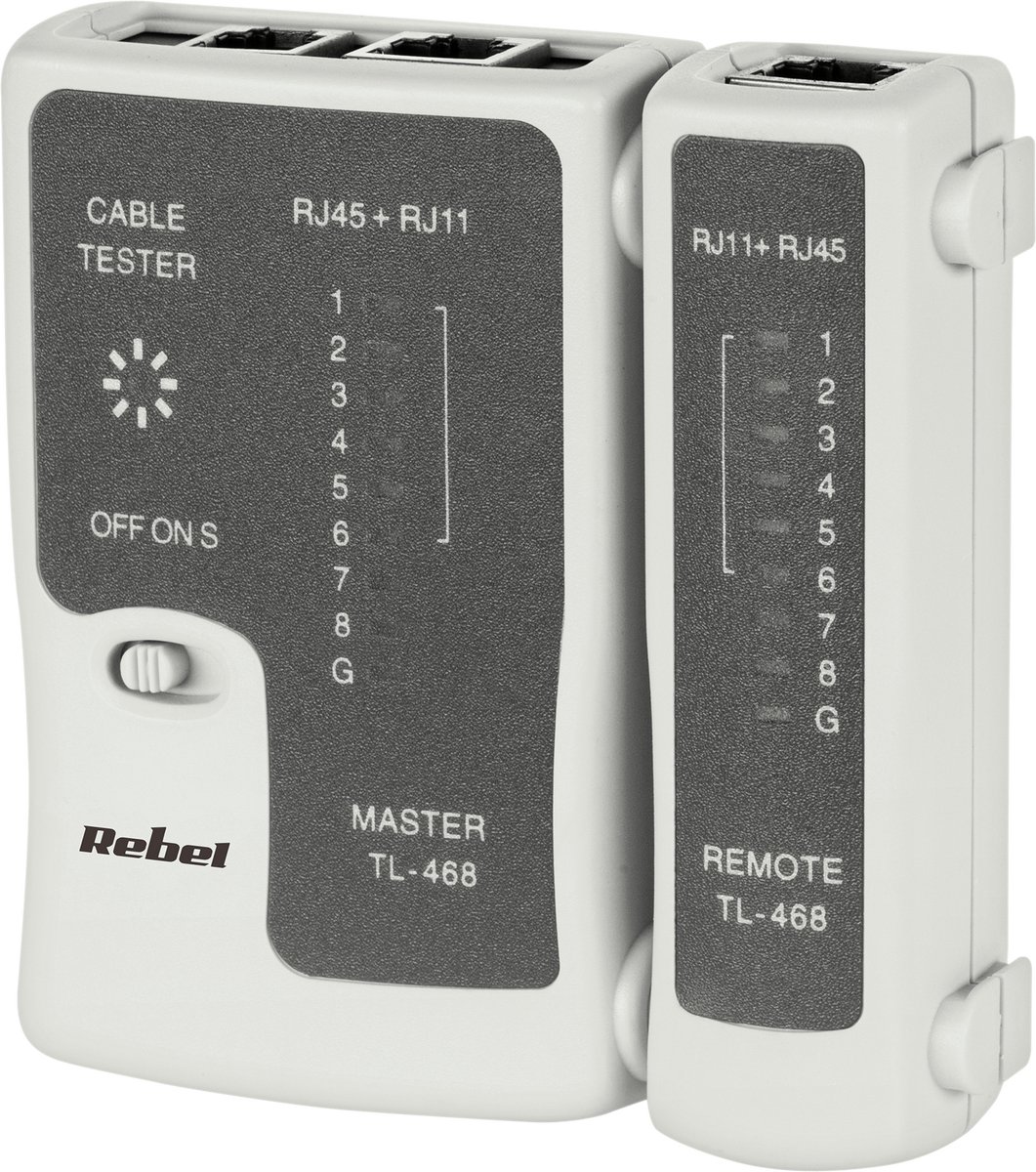 Rebel TL-468 - Kabeltester - LED-Signalisatie - RJ45/RJ11