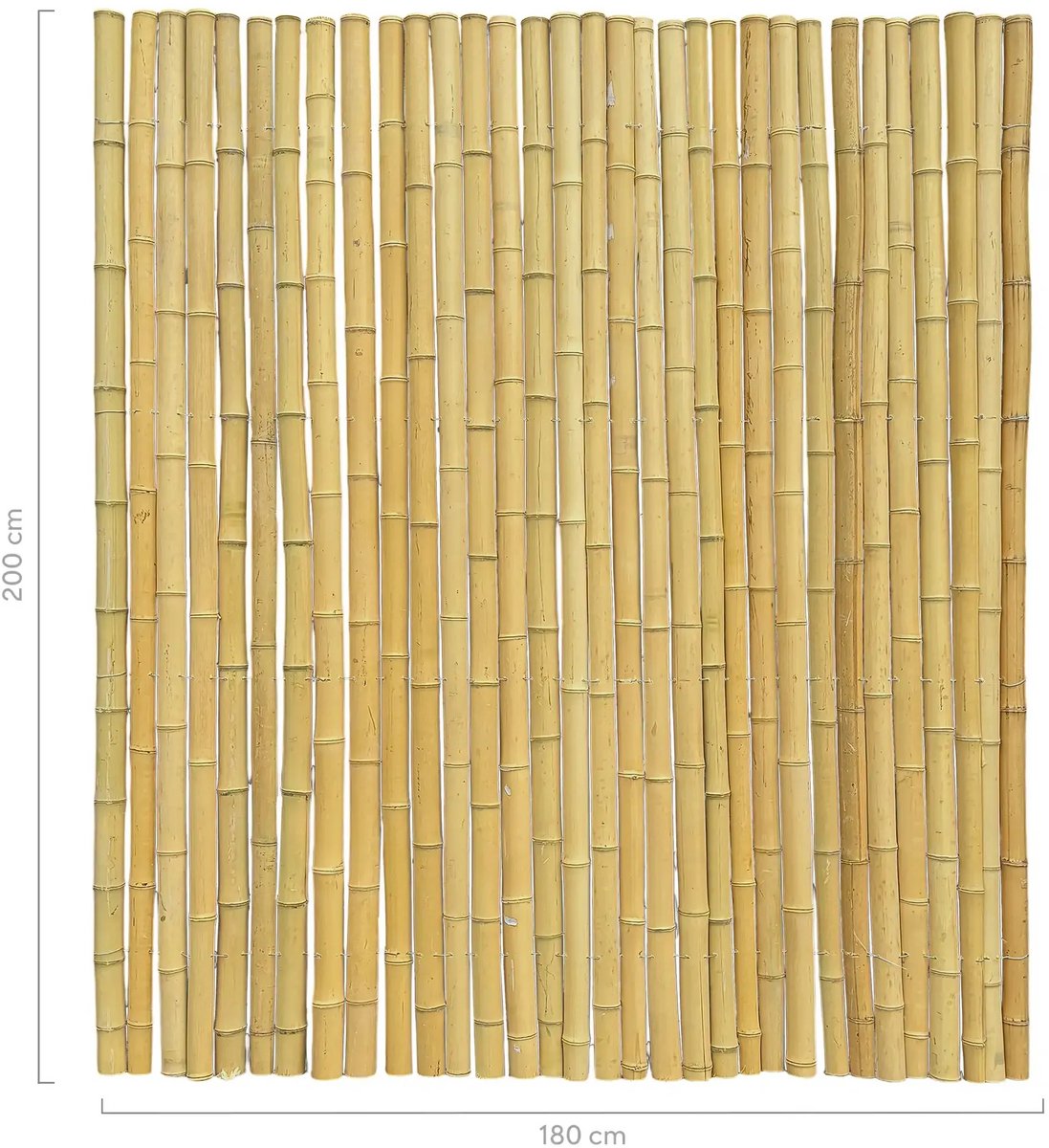 Masters of Bamboo® Bamboemat Halfrond - 180 x 200 cm - Naturel - Bamboe schutting op rol - Bamboe mat