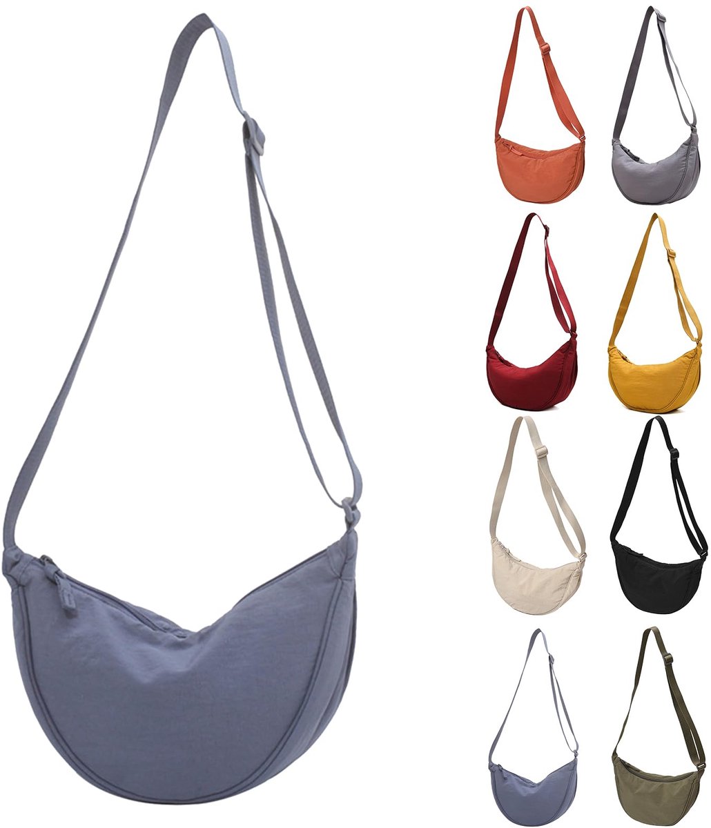 Kraftverdia - Dames halvemaan crossbody tas – Halvemaan tas met afneembare verstelbare schouderriem – Nylon dumpling schoudertas voor reizen en uitgaan - Meerblauw