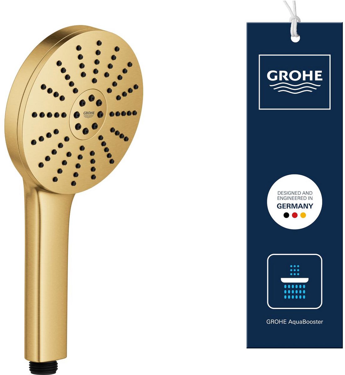 GROHE Vitalio Joy+ 120 Handdouche - 3 Straalsoorten - AquaBooster - Waterbesparend (7 L/Min) - Geborsteld Cool Sunrise