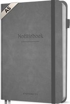 Systemyze Notitieboek A5 Hardcover Leer Gelinieerd – Notebook Journal – 256 Genummerde Pagina’s – 140 Grams Papier - Grijs