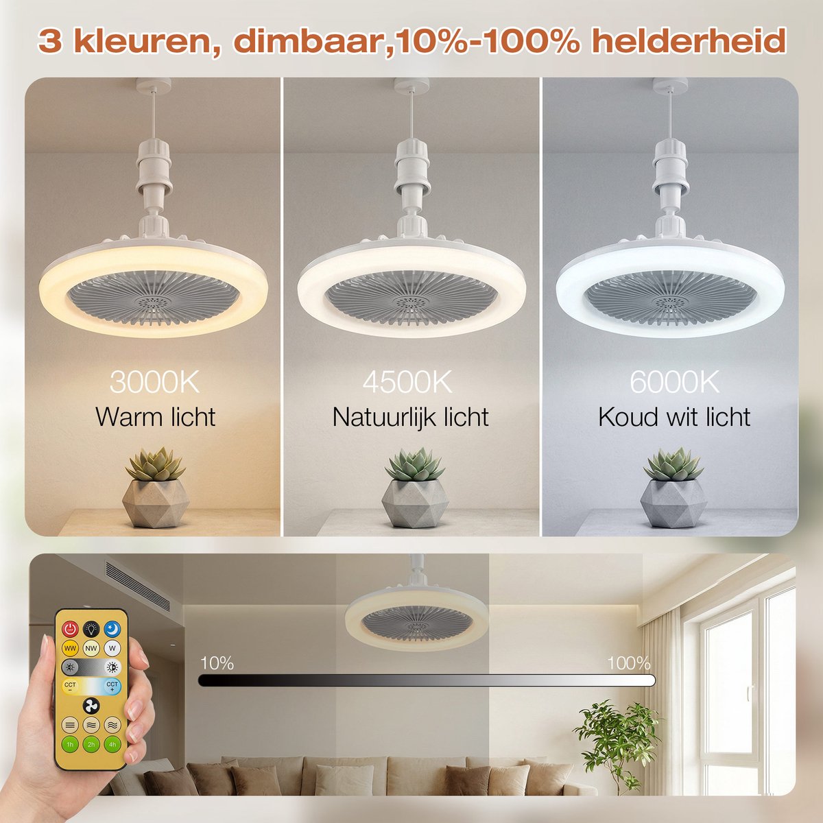 MUPOO Plafond ventilator met LED verlichting E27 Fitting met 360° Draaibaar -APP & Afstandsbediening - 3 Snelheden & Dimbaar - Mini Ventilatorlamp Ø 25cm- lamp ventilator plafond Voor Kinderkamer,Garage & Keuken -Grijs thumbnail 3