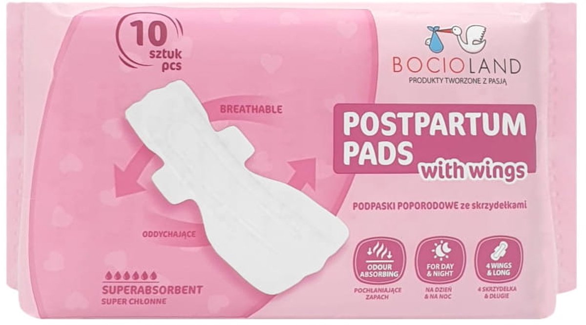 Bocioland - Postpartum Verbanden - Superabsorberend - 42cm - Discreet - 10 Stuks