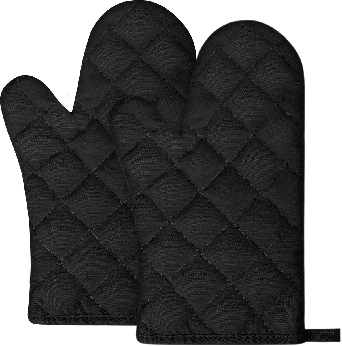 Allecto - Hitbestendige Kookhandschoenen & Ovenhandschoenen - 1 Paar, Non-Slip, Wasbaar, Katoenen Ovenhandschoenen voor Keuken en Barbecue - Zwart