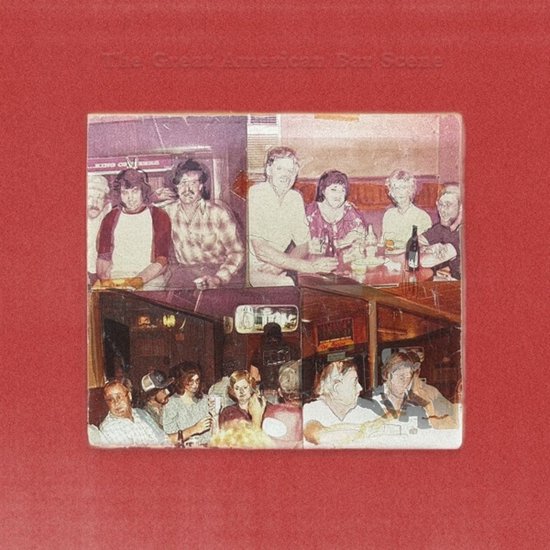 Booklet met een collage van foto's van mensen in een bar. Tekst bovenaan: The Great American Bar Scene.
