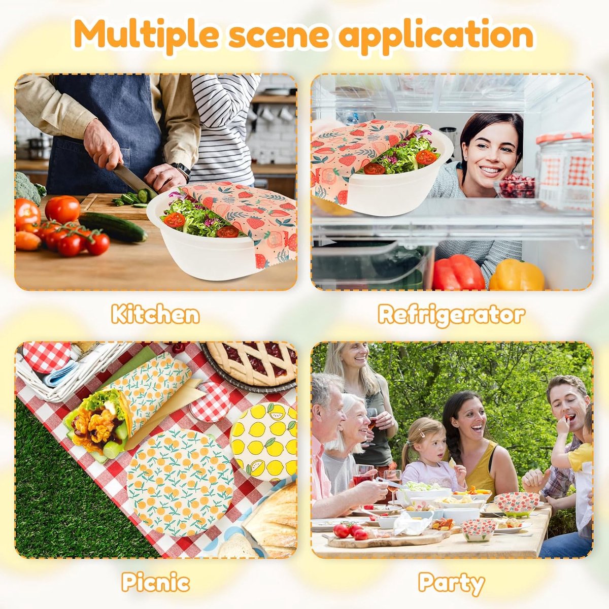 Bijenwas Doeken - 9 Stuks Bijenwas Wraps voor Voedsel - Plastic-Free Alternative to Cling Film - Herbruikbaar - Milieuvriendelijk Duurzaam Voedsel Wraps - voor Vershouding, Broodgisting en Opslag - Organic Beeswax Food Wraps Set — cadeau in Kookcadeaus - foto 5