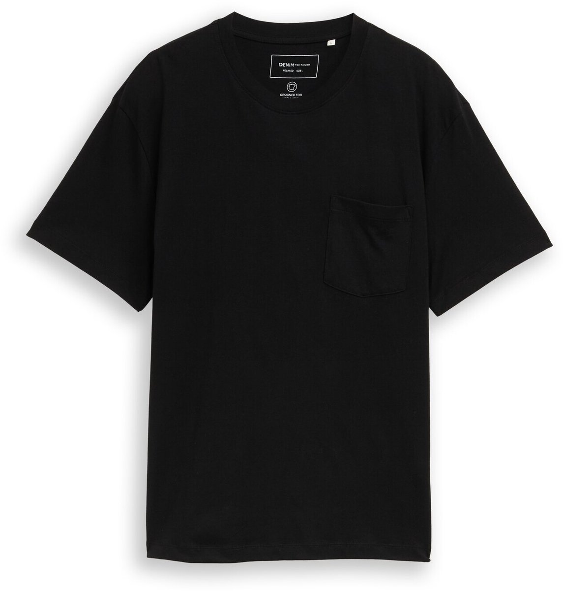 Tom Tailor Denim - Relaxed fit T-shirt met borstzak - Maat L - Black