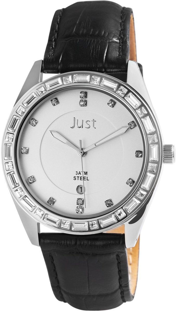 JUST dameshorloge van echt leer Brandy Met echte leren band, imitatieleren afwerking, inclusief geschenkdoos