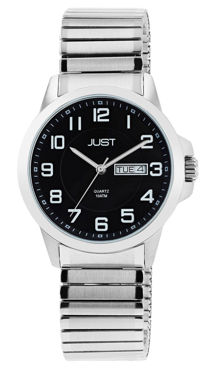 JUST Herenhorloge van roestvrij staal Lien roestvrijstalen band, 10 ATM, datum, klassiek