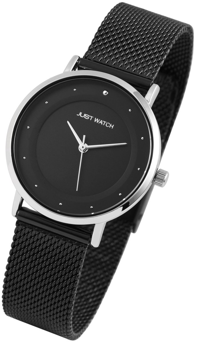 JUST WATCH dameshorloge roestvrij staal Virginia met Milanese band, 3 ATM, mineraal glas