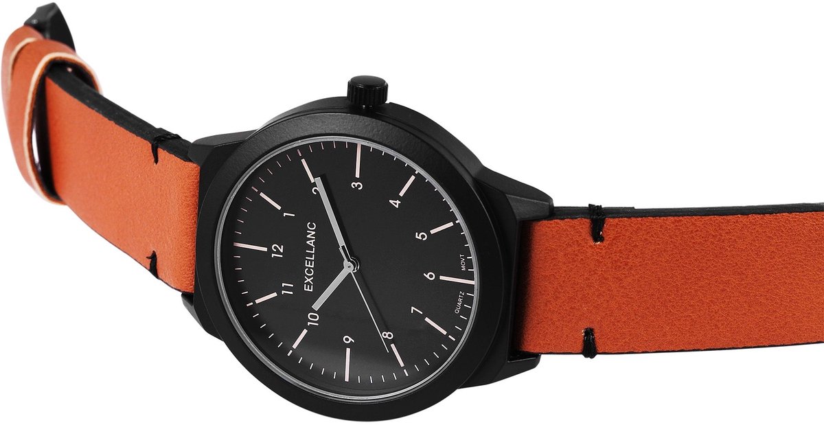EXCELLANC Herenhorloge van imitatieleer 295071100190 Excellanc herenhorloge met imitatieleren band, bruin