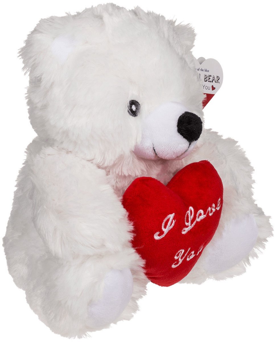 Knuffelbeertje met hart - wit - pluche - 22 cm - valentijnsdag - i love you - cadeau — afbeelding 7