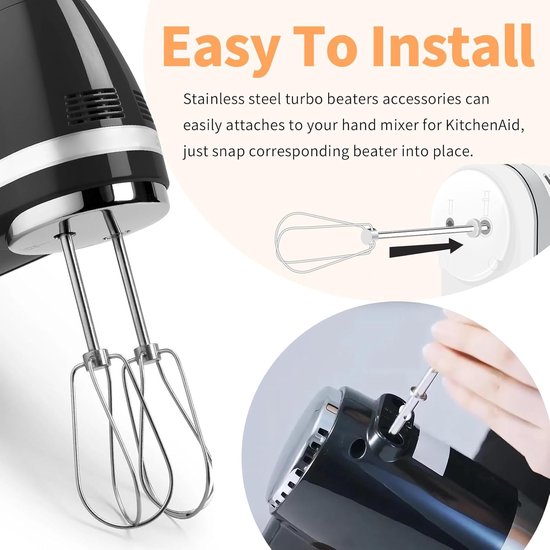 Handmixer Accessoires - Garde Deeghaken - Bakken en Koken - Roestvrij Staal - 22.5 x 7.7 cm - Zilver van Merkloos — afbeelding 3