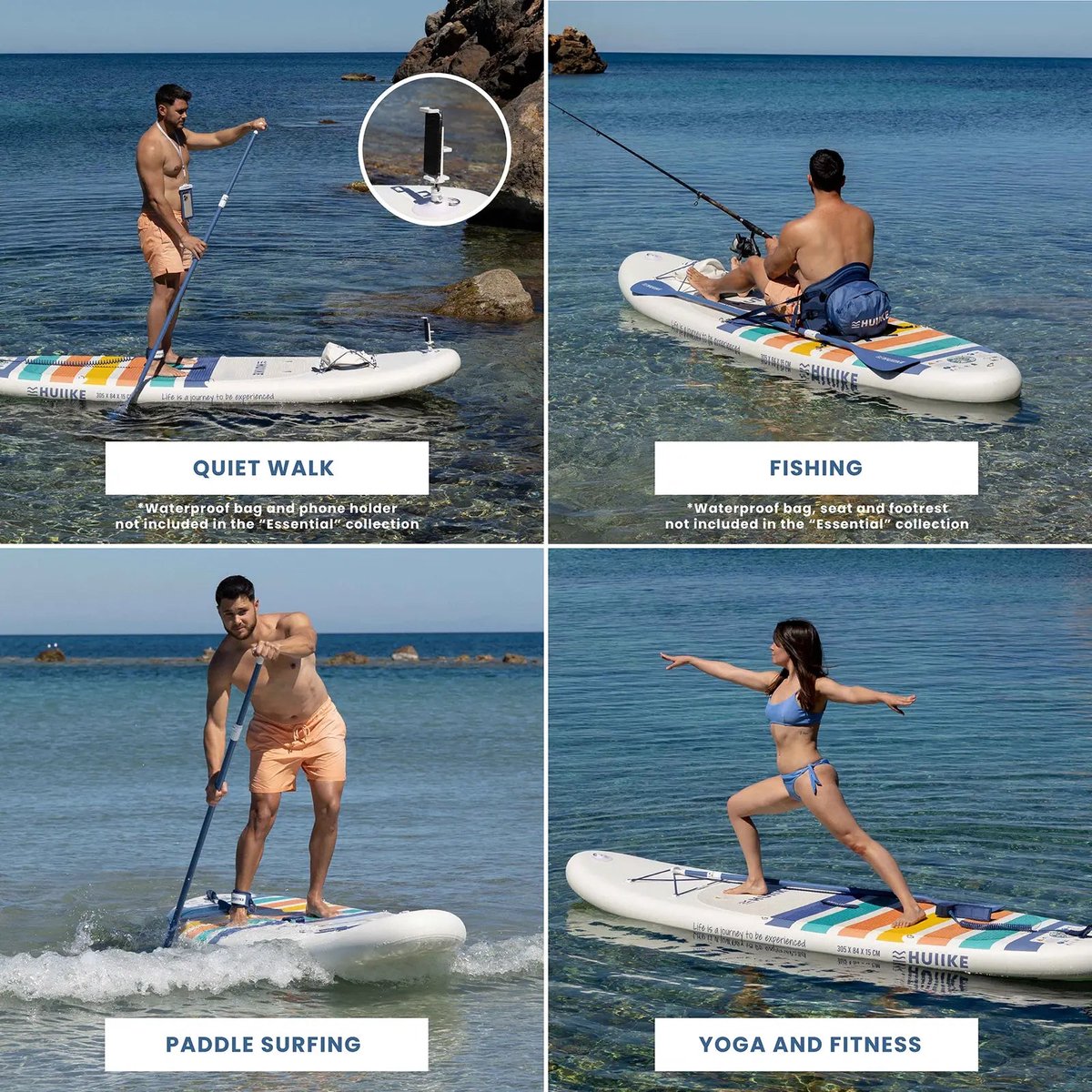 HUIIKE SUP Board - Opblaasbaar Paddle Board met Accessoires, Peddel, Vinnen, Pomp - Stand Up Paddle met Hoge Stabiliteit - 305 x 84 x 15 cm - Max. 130 kg – foto 4