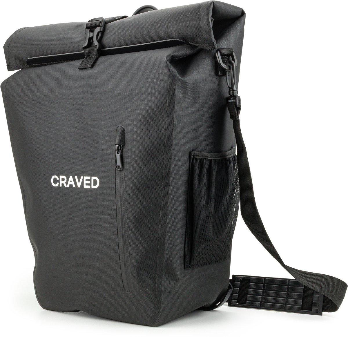 Craved Enkele Fietstas Linea - 28L - Geschikt voor E-Bikes - Zwart - 100% Waterdicht - Met schouderband